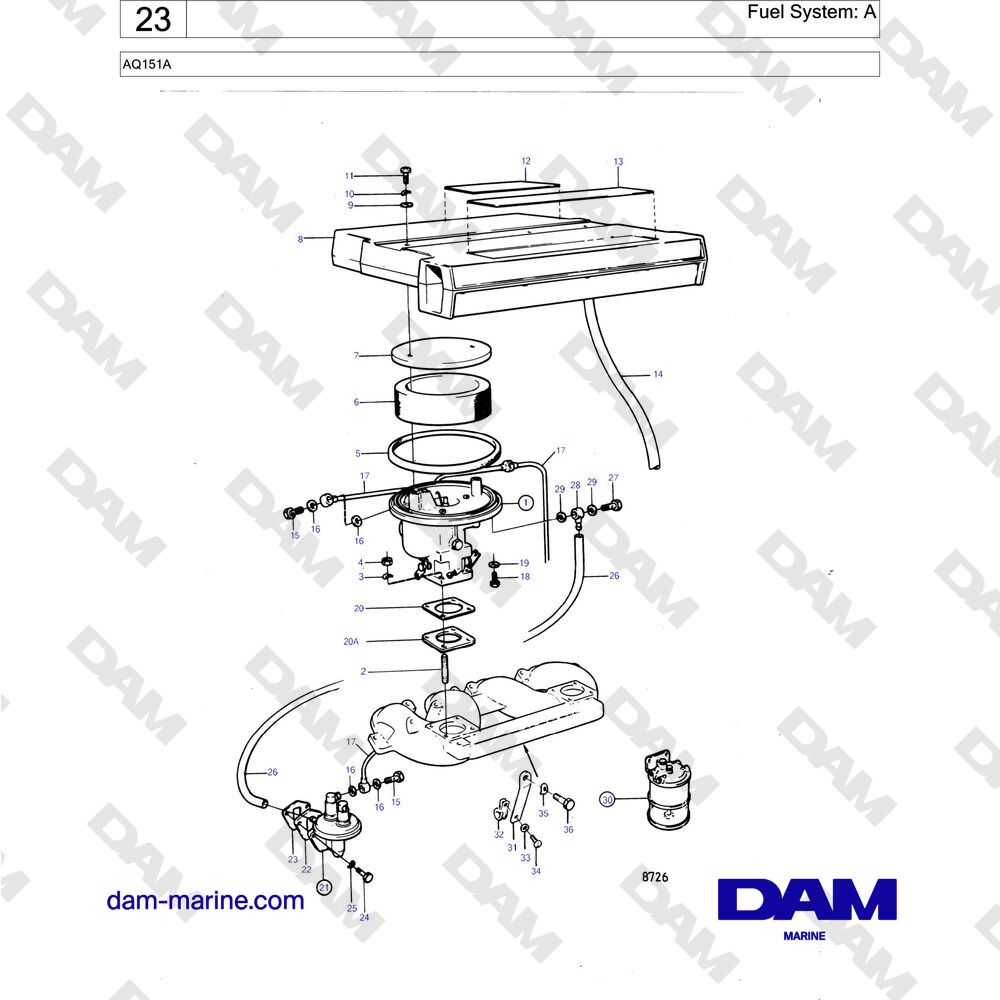 Spare parts and exploded views for Volvo Penta AQ151 Spare parts and exploded views for Volvo Penta AQ151